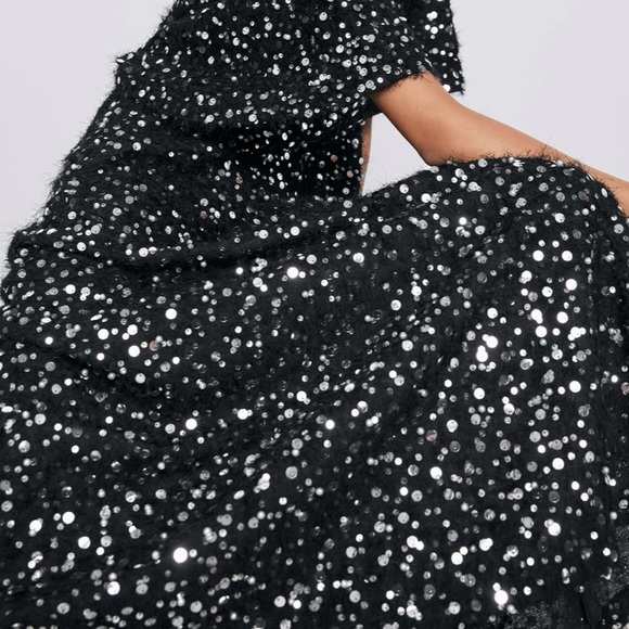 Zara Dresses Zara Limited Edition Silver Sequin Pearls Dress Poshmark
